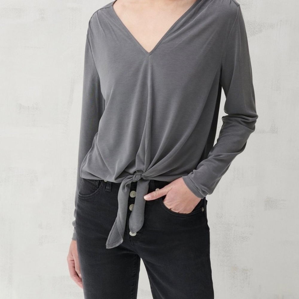 Lucky Brand Tie Front V Neck Top